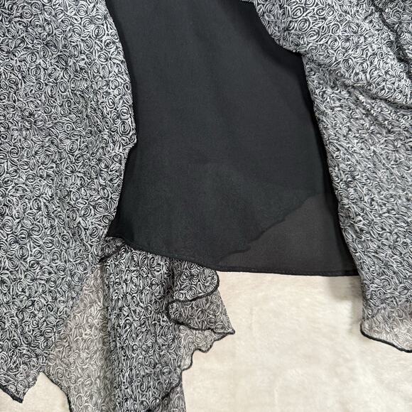 Y2K Fairy Skirt Silk Black Grey Flowy Asymmetric Hem Womens Size 14 Nine West - Picture 6 of 8